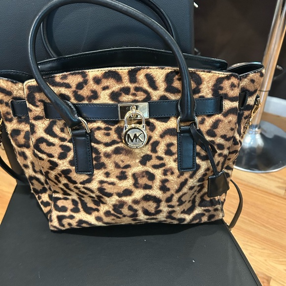 Michael Kors Tan and Black Animal Print Tote - Picture 2 of 12